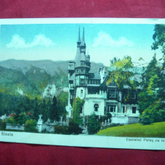 Ilustrata Sinaia - Castelul Peles - cu terasa , cca. 1937