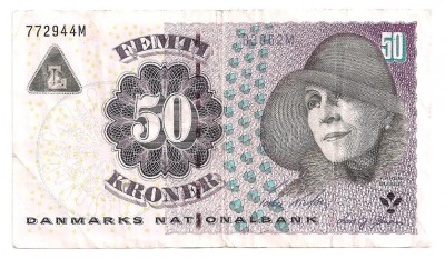 DANEMARCA 50 KRONER COROANE 2004 Uzata foto