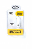 ATS alimentator auto USB + cablu fix Apple iPhone 4/4S, iPad 1/2/3, iPod / 5V - 2A, De masina