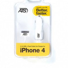 ATS alimentator auto USB + cablu fix Apple iPhone 4/4S, iPad 1/2/3, iPod / 5V - 2A