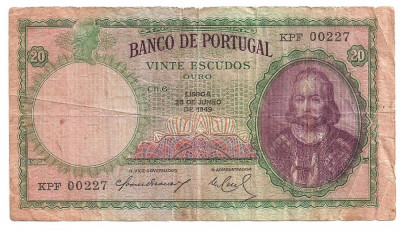 PORTUGALIA 20 ESCUDOS 1949 U foto