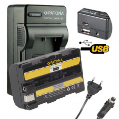 Incarcator 4in1 USB + 1 Acumulator NP-F10 NP-F11 NP-F20 Sony Cybershot DSC-F505V DSC-P1 DSC-P20 foto