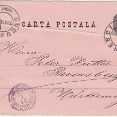 CARTE POSTALA 1884 BUCURESTI - RAVENSBURG