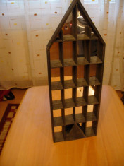 Suport cu oglinda la interior,din lemn,pentru miniaturi,adus Germania-vezi galerie foto foto