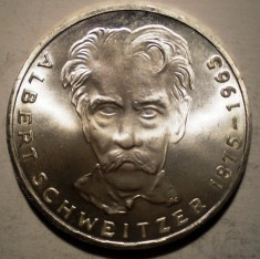 A.442 GERMANIA ALBERT SCHWEITZER 5 DEUTSCHE MARK 1975 G AUNC ARGINT 11,2g foto