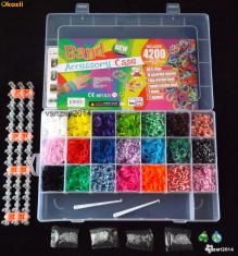 Set 4200 elastice Loom Bands pentru bratari elastice silicon foto