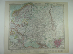 HARTA VECHE - EUROPA DE EST - DIN STIELERS HAND ATLAS - ANUL 1928 foto