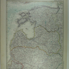 HARTA VECHE - ESTONIA - LETONIA - LITUANIA - DIN STIELERS HAND ATLAS - AN 1928