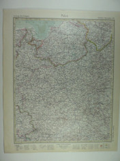 HARTA VECHE - POLONIA - DIN STIELERS HAND ATLAS - ANUL 1928 foto