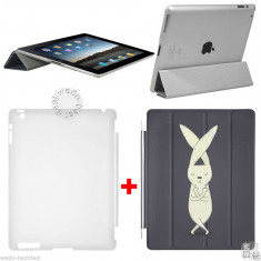 Husa iPad 2 3 4 Model Iepure | Smart Cover Smart Case Magnetica &amp;amp;amp; Spate | + Folie &amp;amp;amp; Stylus foto