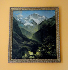 tablou ulei pe panza View of the Swiss Alps from Interlaken / Vedere din Alpii elvetieni de la Interlaken - Alexey Savrasov 1862 - reproducere foto