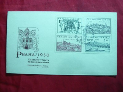 Plic FDC - Expozitia Filatelica Praga I - 1950 cu bloc 4 val. foto