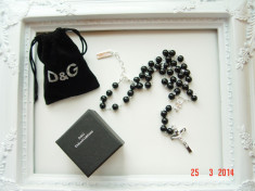 Rosary , matanii Dolce &amp;amp; Gabbana D&amp;amp;G- pietre de Onix negru cu argint 925 foto
