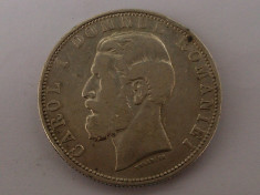 MONEDA 5 LEI 1880, DIN ARGINT, CAROL I foto