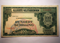 25. AUSTRIA OCUPATIE ALIATA 100 SCHILLING 1944 VF+ SR. 970 foto