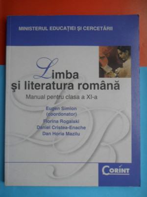 HOPCT LIMBA SI LITERATURA ROMANA CLASA XI-EUGEN SIMION-MIN EDUC-CORINT-256 PAG foto