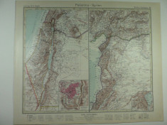 HARTA VECHE - PALESTINA - SIRIA - DIN STIELERS HAND ATLAS - ANUL 1928 foto