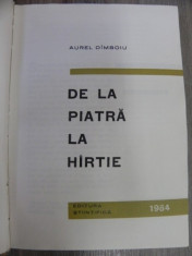 DE LA PIATRA LA HARTIE de AUREL DIMBOIU , 1964 foto