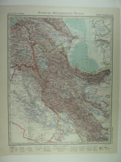 HARTA VECHE - ARMENIA - MESOP0TANIA - PERSIEN - DIN STIELERS HAND ATLAS - 1928 foto