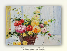 Aranjament floral cutit 4 - pictura ulei 70x50cm foto