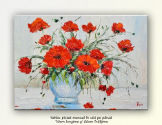 Aranjament floral cutit 5 - tablou cu maci in cutit 70x50cm foto