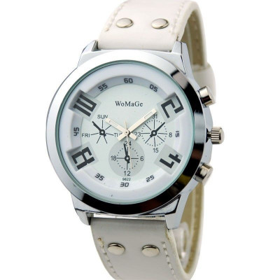 Ceas WOMAGE Unisex , Sport , Analog , Quartz , Culoare Alb foto