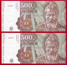 500 lei ian 1991 lot serii consecutive foto