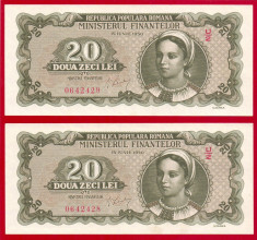 20 lei 1950 lot serii consecutive foto