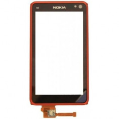 Digitizer geam Touch screen Carcasa fata cu touchscreen Nokia N8 portocalie Originala NOUA foto