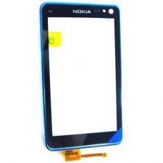 Digitizer geam Touch screen Carcasa Fata cu Touchscreen Nokia N8 albastra Originala NOU foto