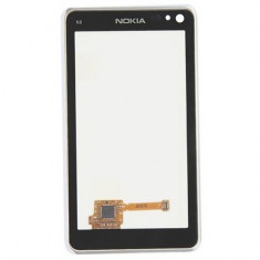 Digitizer geam Touch screen Carcasa fata cu touchscreen Nokia N8 argintie Originala NOUA foto