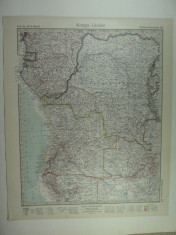 HARTA VECHE - CONGO - DIN STIELERS HAND ATLAS - ANUL 1928 foto