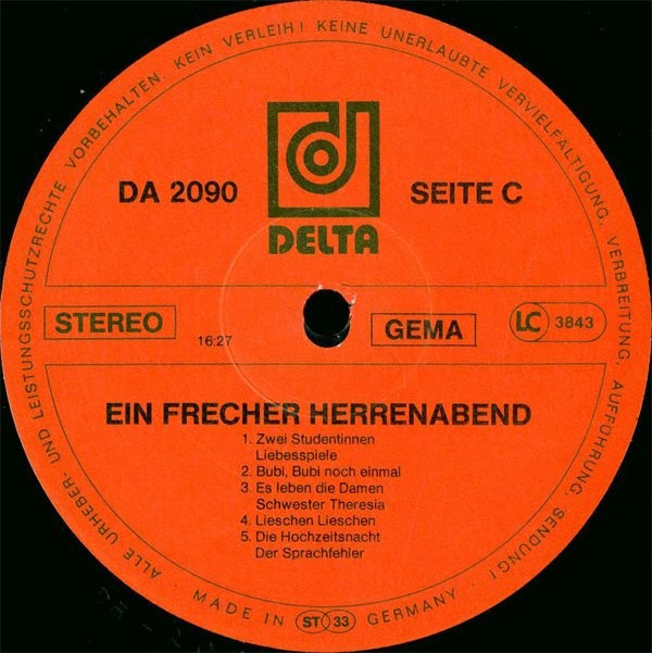 Mondschein-Trio_Herbert Dentler_Walter Plattner - Ein Frecher Herrenabend (Vinyl)