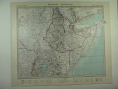 HARTA VECHE - ABISINIA - SOMALIA - DIN STIELERS HAND ATLAS - ANUL 1928 foto