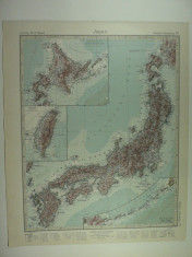 HARTA VECHE - JAPONIA - DIN STIELERS HAND ATLAS - ANUL1928 foto