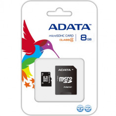 Card ADATA Micro SDHC 8GB Clasa 4 + Adaptor SD AUSDH8GCL4-RA1 foto