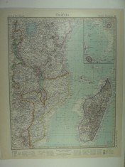 HARTA VECHE - AFRIKA DE EST - DIN STIELERS HAND ATLAS - ANUL 1928