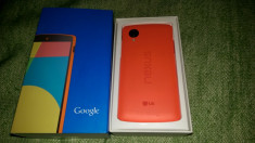 Lg Google Nexus 5 16 gb, red, la cutie, aproape nou, neverlocked, acte, Android 5.0 Lollipop foto