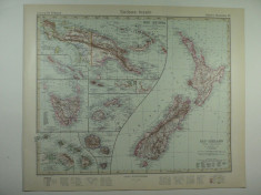 HARTA VECHE - OCEANIA - DIN STIELERS HAND ATLAS - ANUL 1928 foto