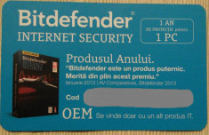 Bitdefender Internet Security Scratch Card, 1 An, 1 Utilizator, OEM foto