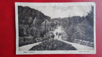 Vedere/Carte postala - Baile Lipova - Vedere din parc - circulat foto