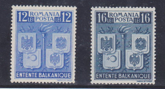 1938 - INTELEGEREA BALCANICA - SERIE COMPLETA - MNH - LP 123