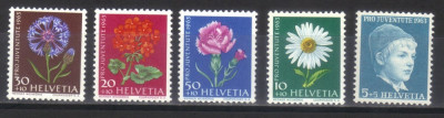 ELVETIA 1963, Pro Juventute - Flora, serie neuzata, MNH foto