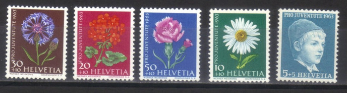 ELVETIA 1963, Pro Juventute - Flora, serie neuzata, MNH