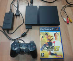 PS2 - CONSOLA JOCURI Sony PlayStation 2 Slim + Joc Fotbal : PES 6 foto