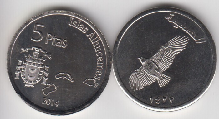 bnk mnd Alhucemas Island 5 pesetas 2014 unc , fauna