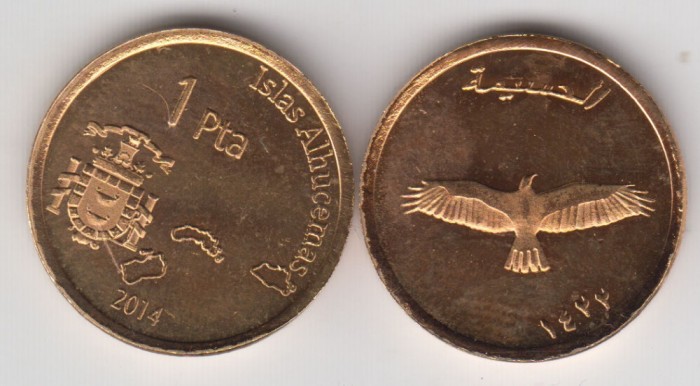 bnk mnd Alhucemas Island 1 peseta 2014 unc , fauna