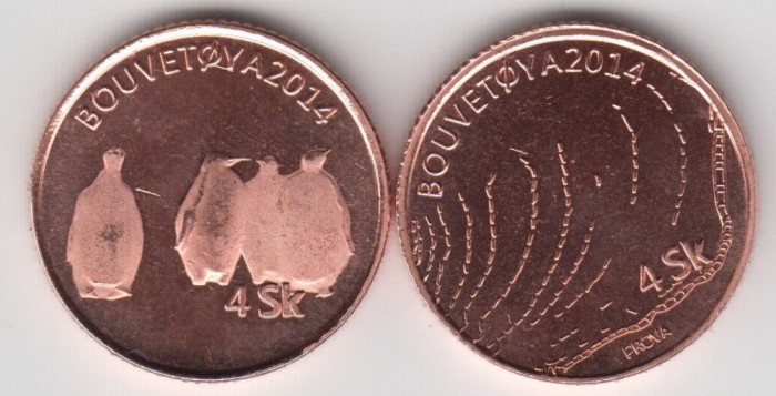 bnk mnd Bouvet Island 4 skiling 2014 unc , fauna