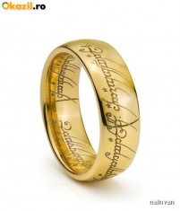 Inel LORD OF THE RINGS placat cu aur 18K pe structura 316L Stainless Steel+cutie foto