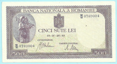 ROMANIA 500 LEI 1942 [4] VF+ foto